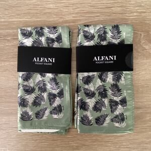 Alfani Lot of 2 Men's Pocket Squares Baxley Leaves 12.5" x 12.5" Mint OS